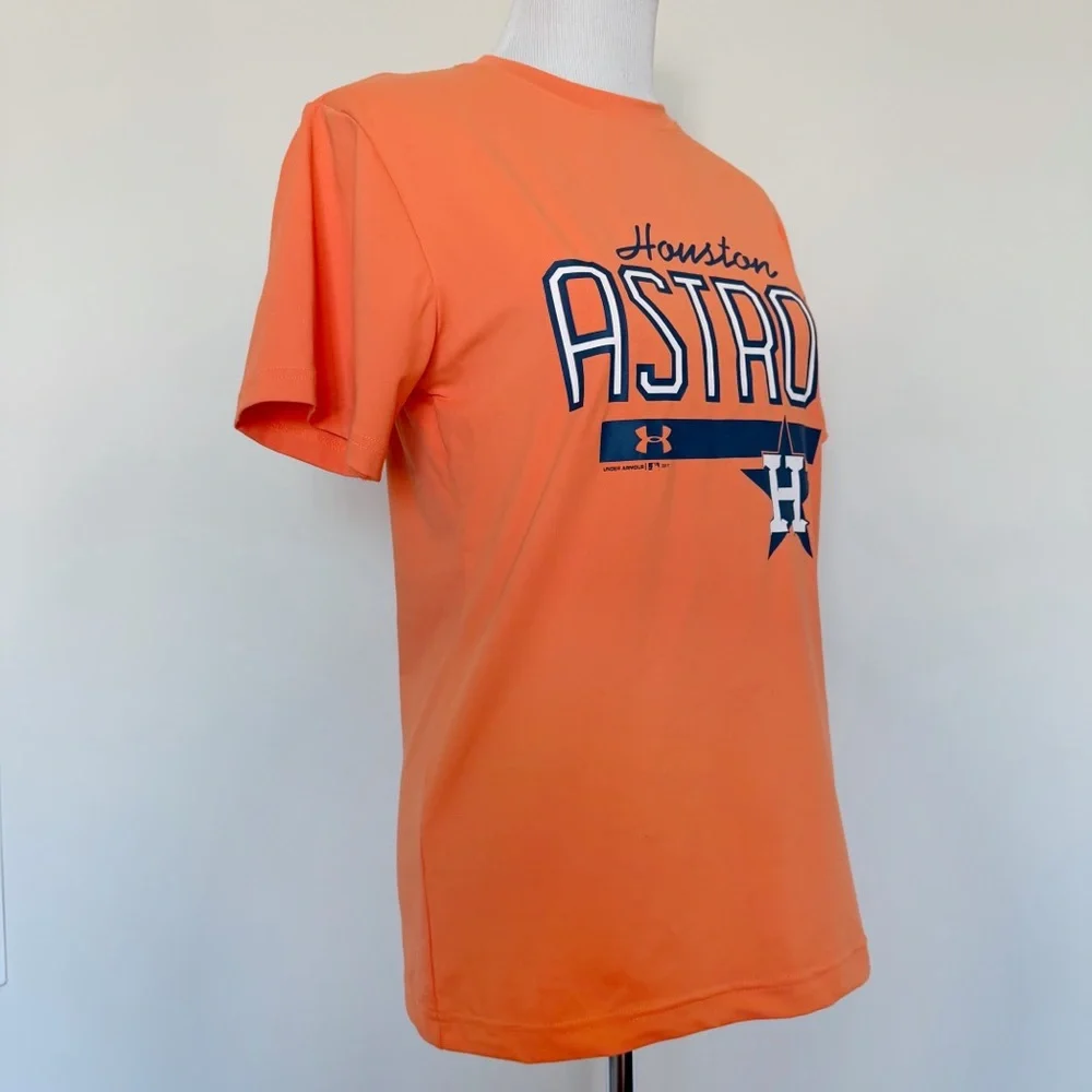Under Armour Houston Astros MLB T-Shirt Mens Size Small Orange Baseball Fan Gear